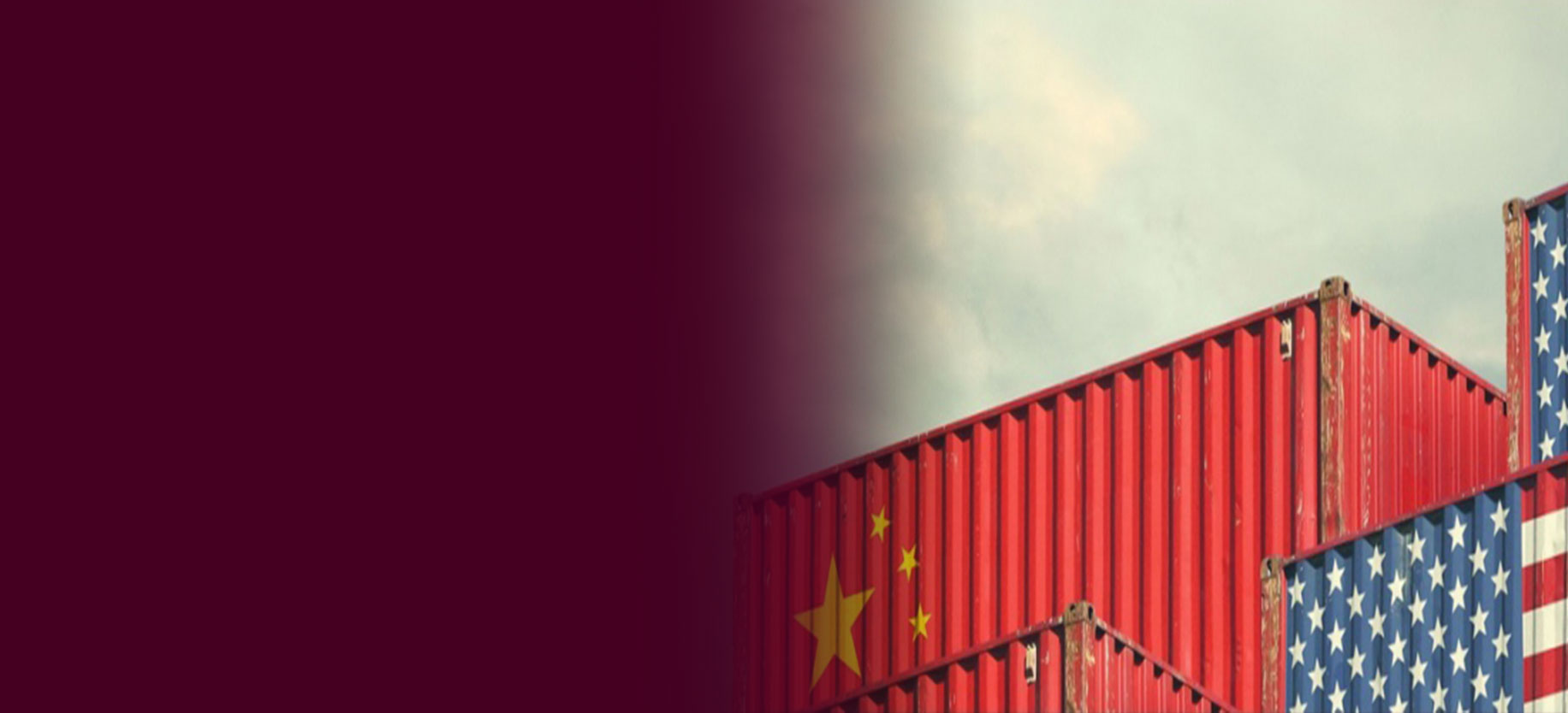 Cargo containers painted with U.S. and China flags