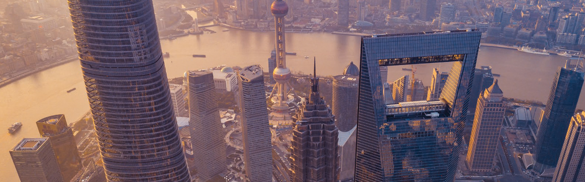 Looking down at the Shanghai cityscape
