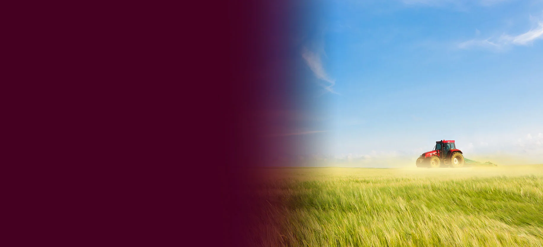 A tractor plowing a field