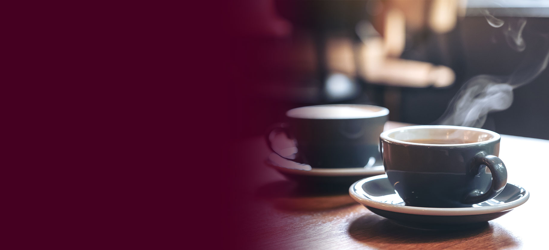 A pair of coffee cups on a table