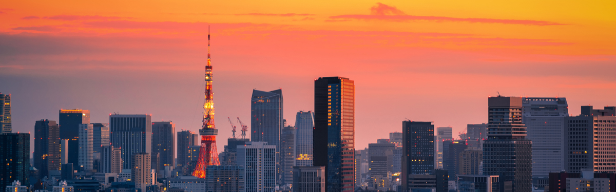 Sunrise over the Tokyo skyline