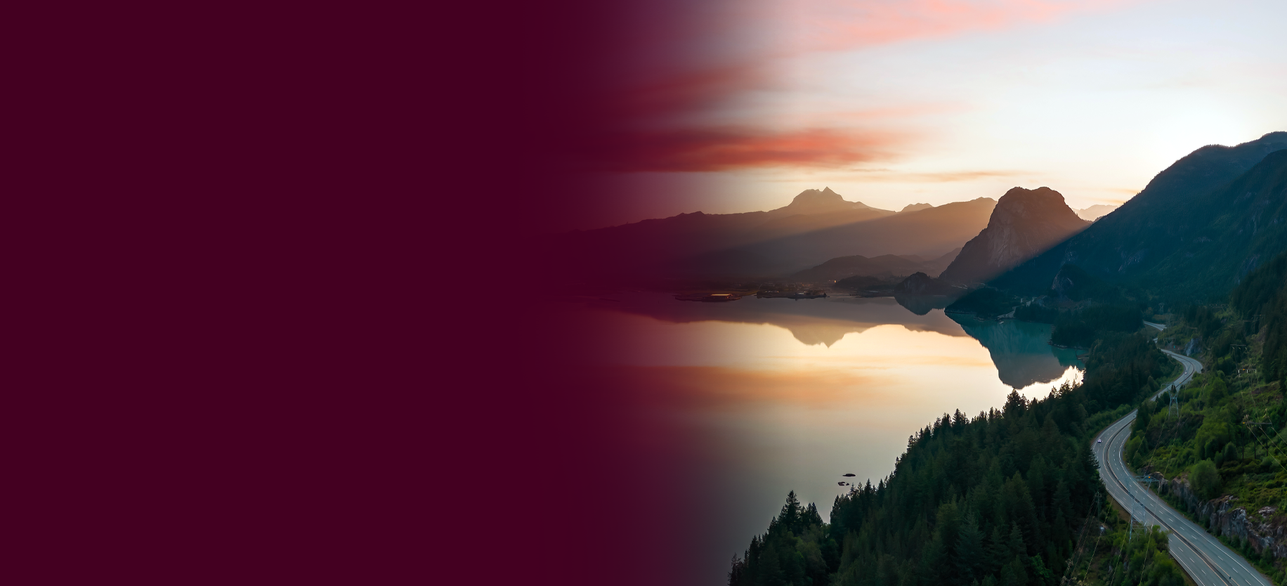 Photo of the Sea to sky highway taken at sunset