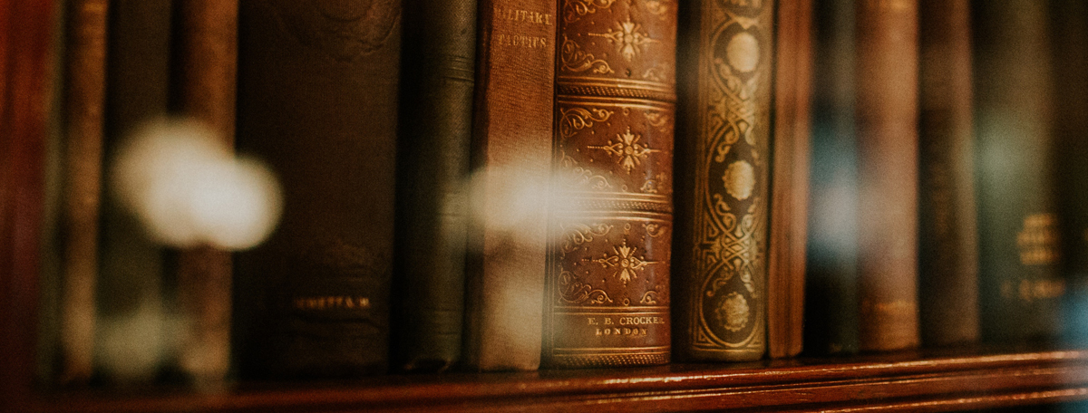 A close-up of a book shelf