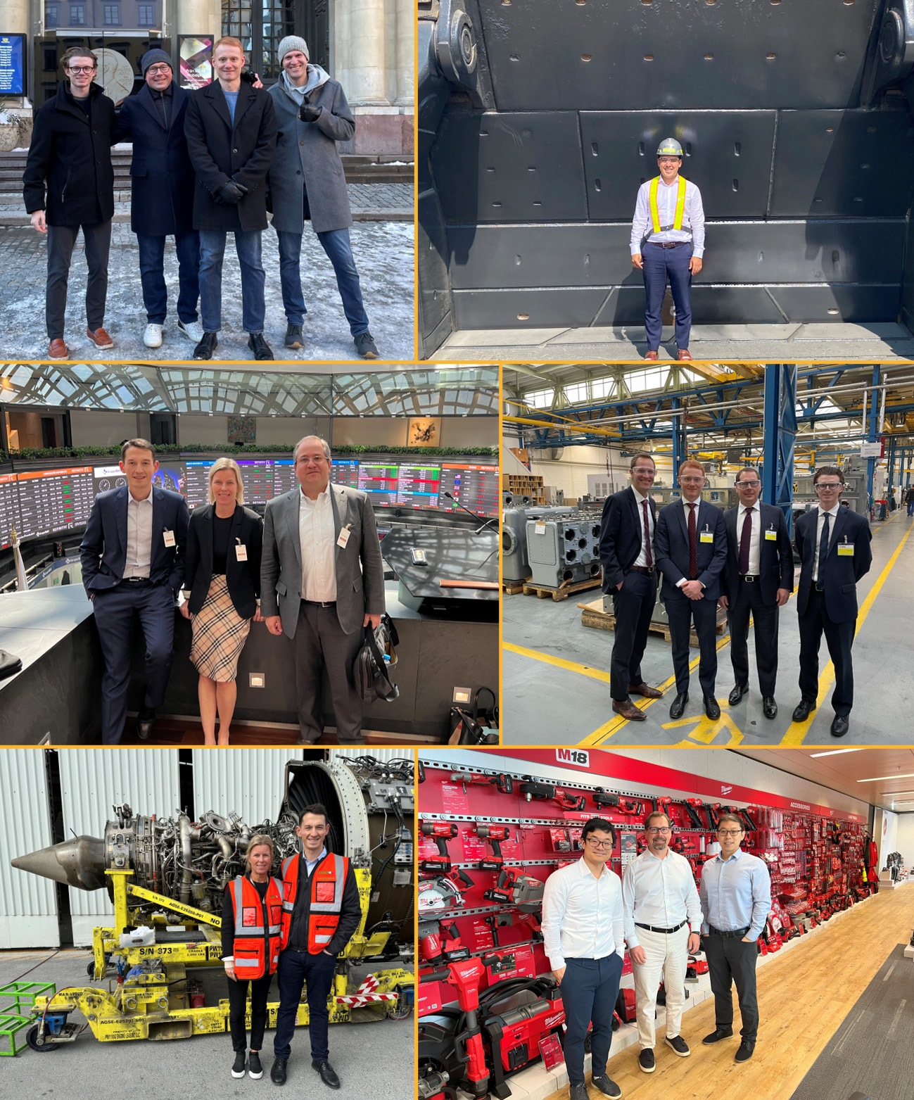 Various photos of member of Burgundy's investment team on the ground at company site visit
