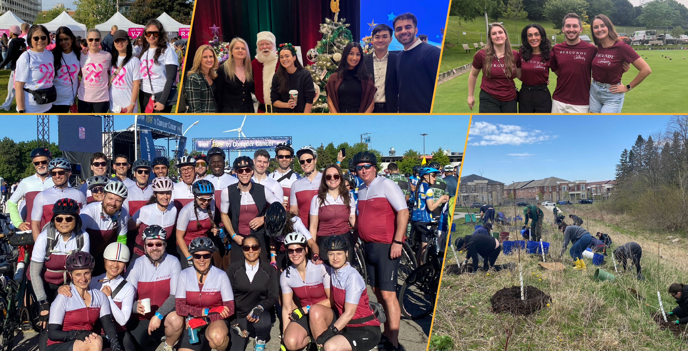 collage of burgundy staff volunteering in the community