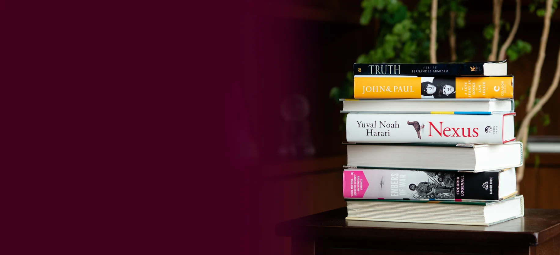 Stack of books in a library