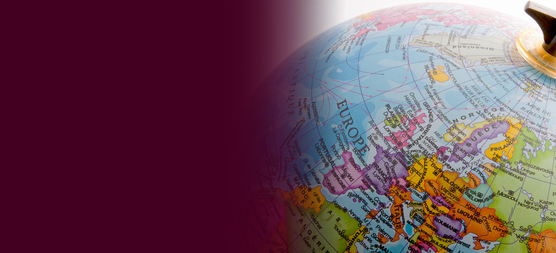 Close shot of Europe on a globe