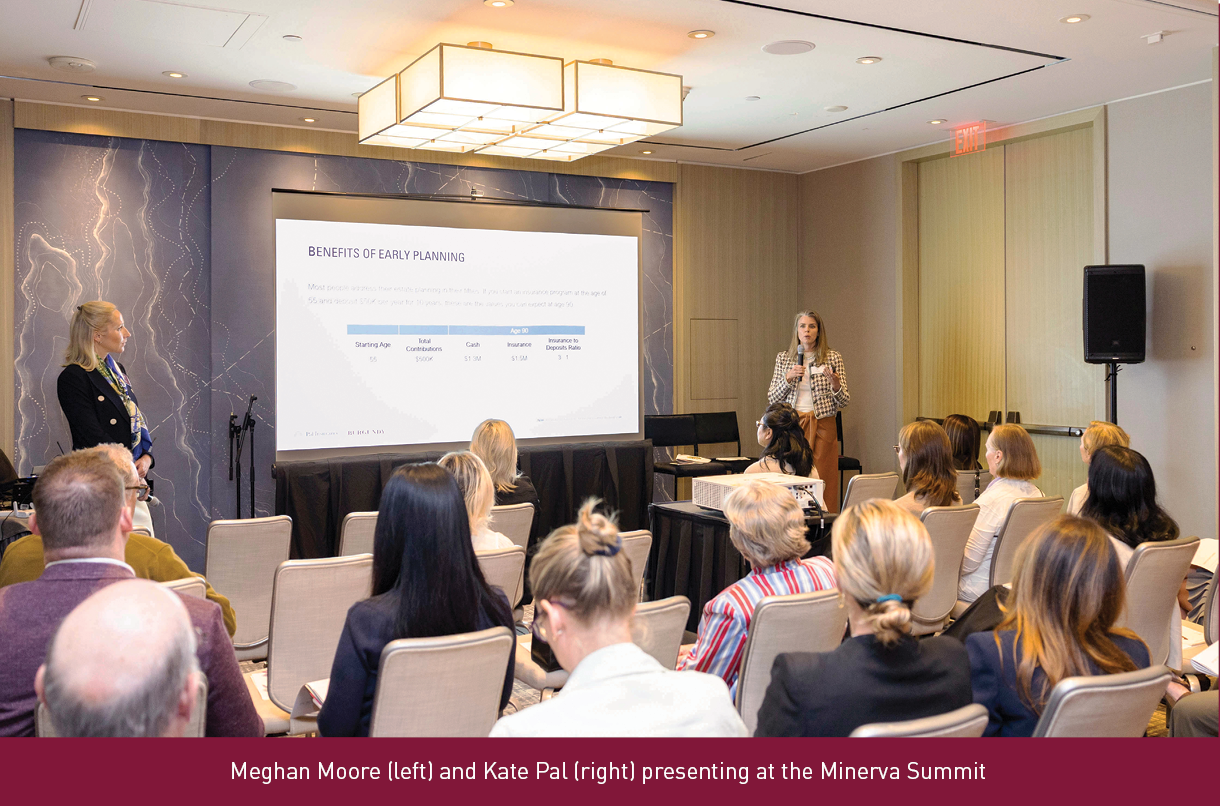 Meghan Moore (left) and Kate Pal (right) presenting at the Minerva Summit