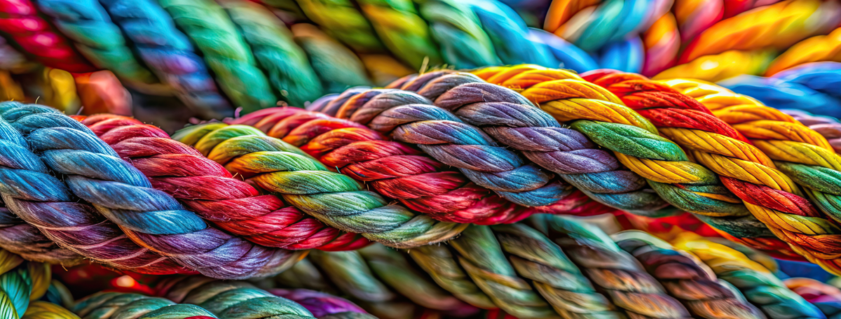 Close up of a multicoloured rope