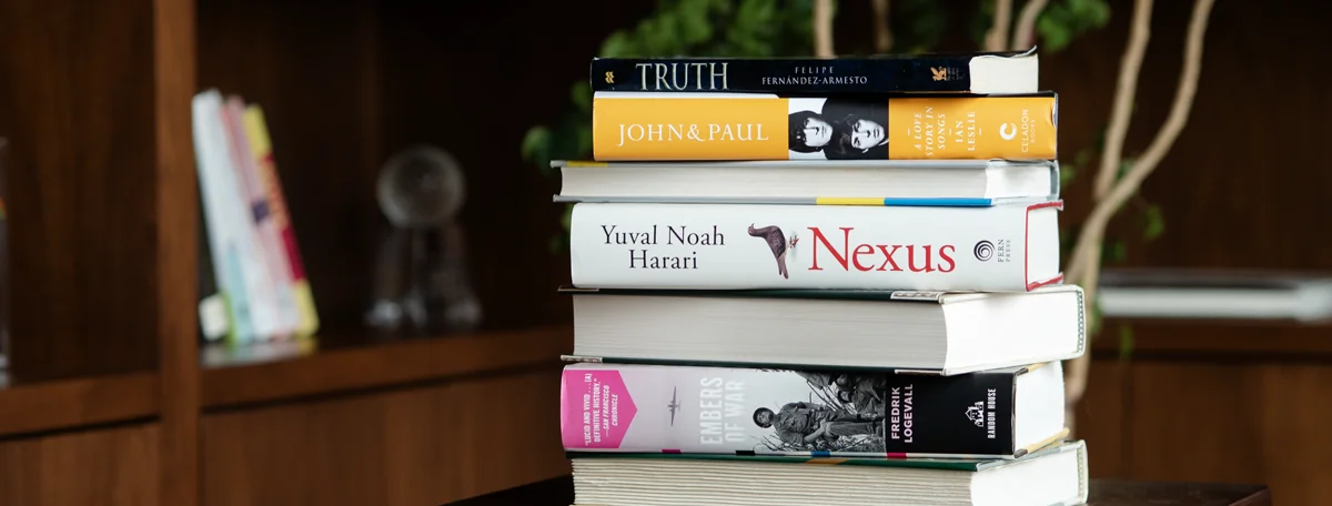 Stack of books in a library