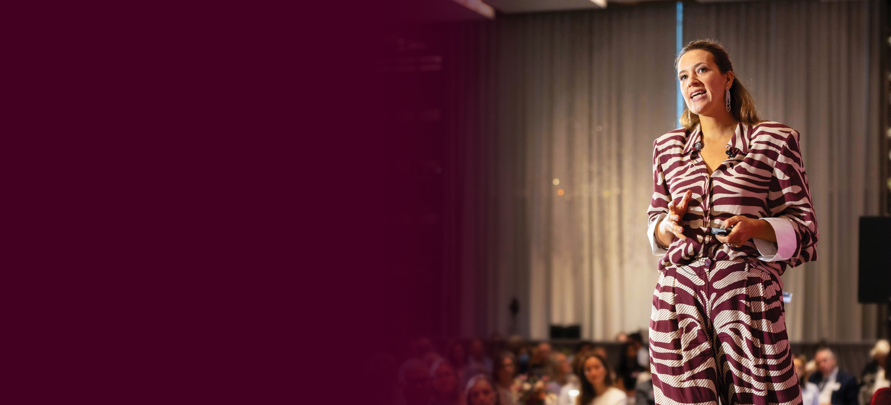 Eliza Filby on stage at the Minerva Summit