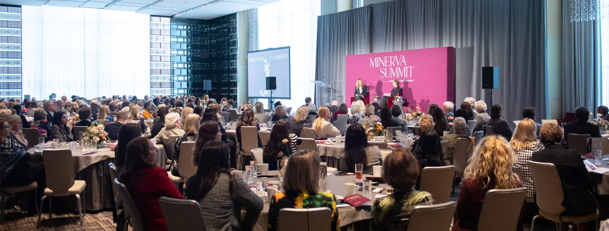 Anne Maggisano interviews a guest speaker at Minerva Summit